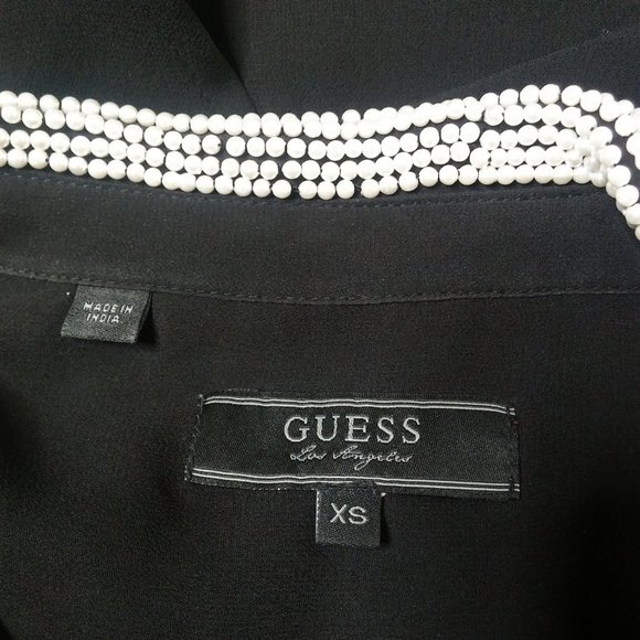 GUESS Pearl Collar Simona Sheer Top Size XS - Picture 7 of 9